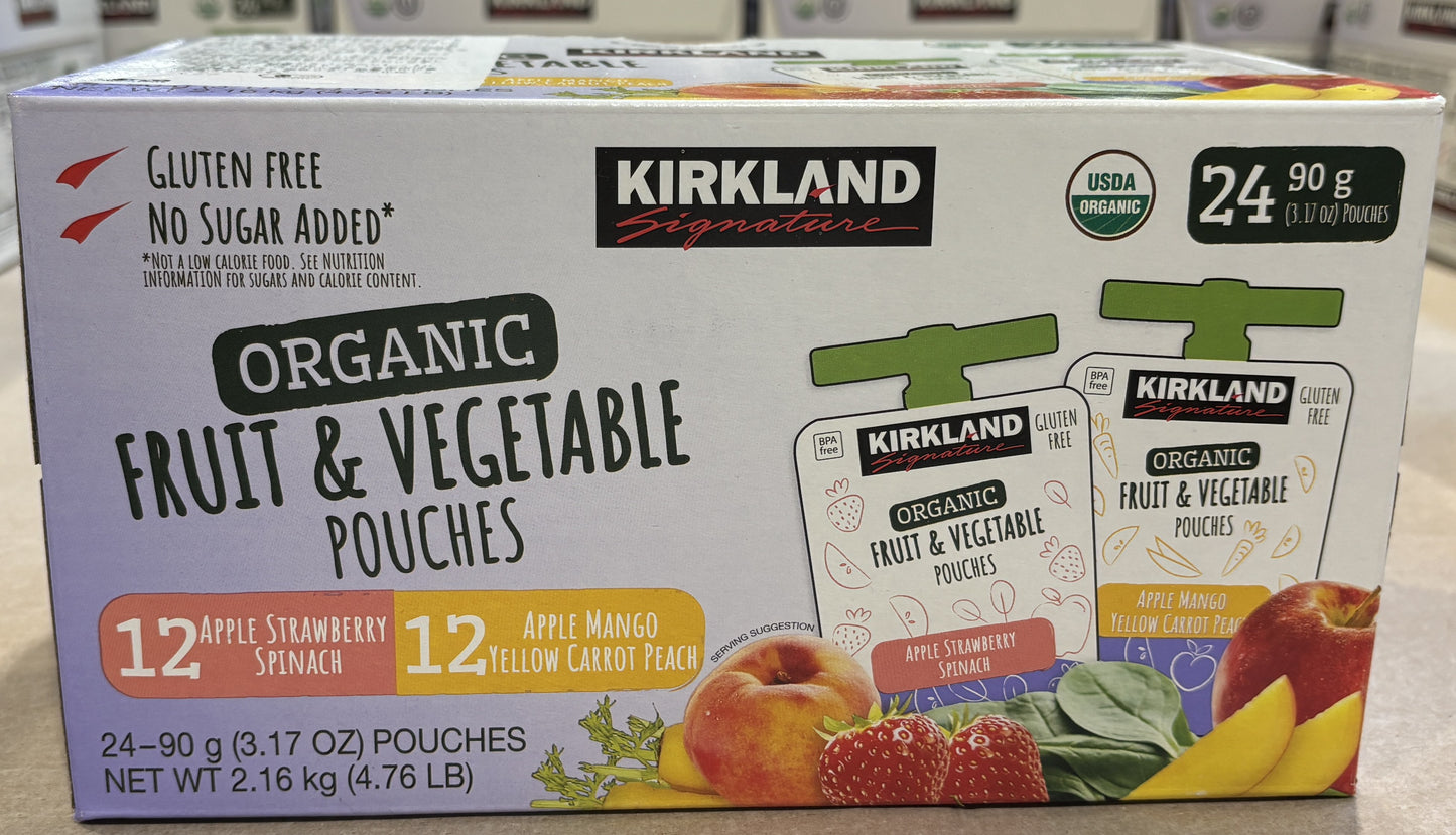 Kirkland Signature オーガニック フルーツ&ベジタブル ソース パウチパック 24-ct