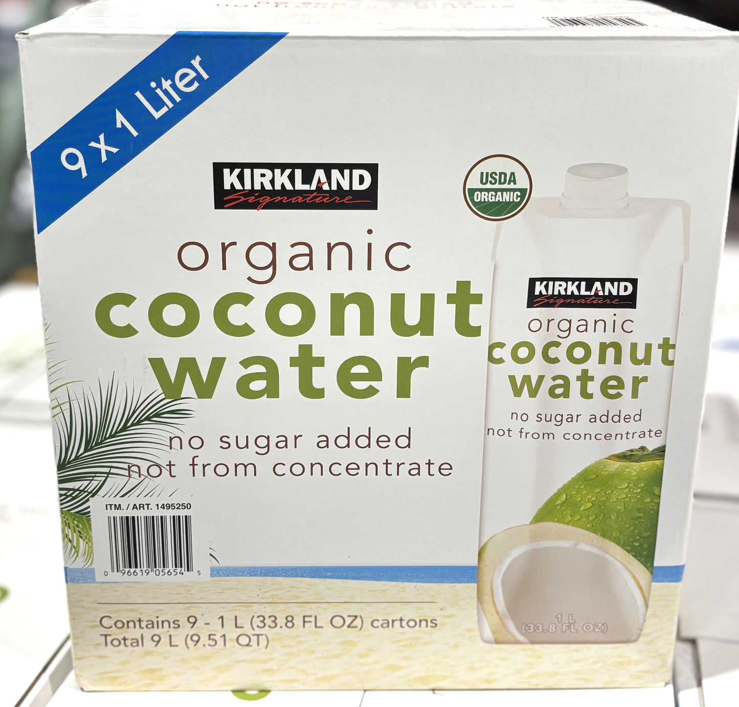 Kirkland Signature オーガニック ココナッツウォーター (1-L x 9)