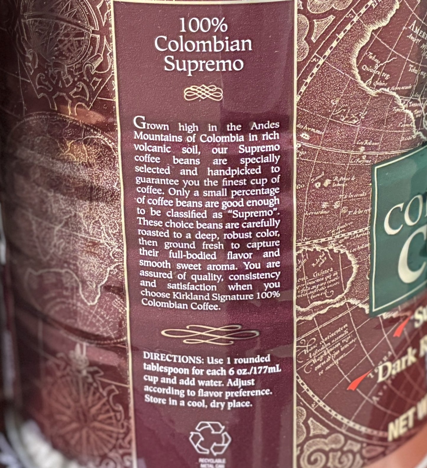 Kirkland Signature 100% Colombian Ground Gourmet コーヒー (1360-g steel can)