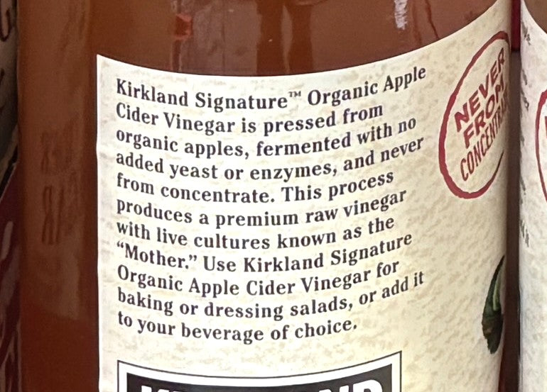 Kirkland Signature Organic Apple Cider Vinegar (946-ml x 3-ct)