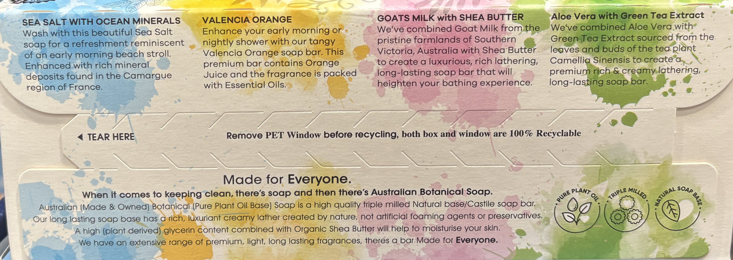 Australian Botanical Bar Soap 4 kinds Assorts 8 x 200-g