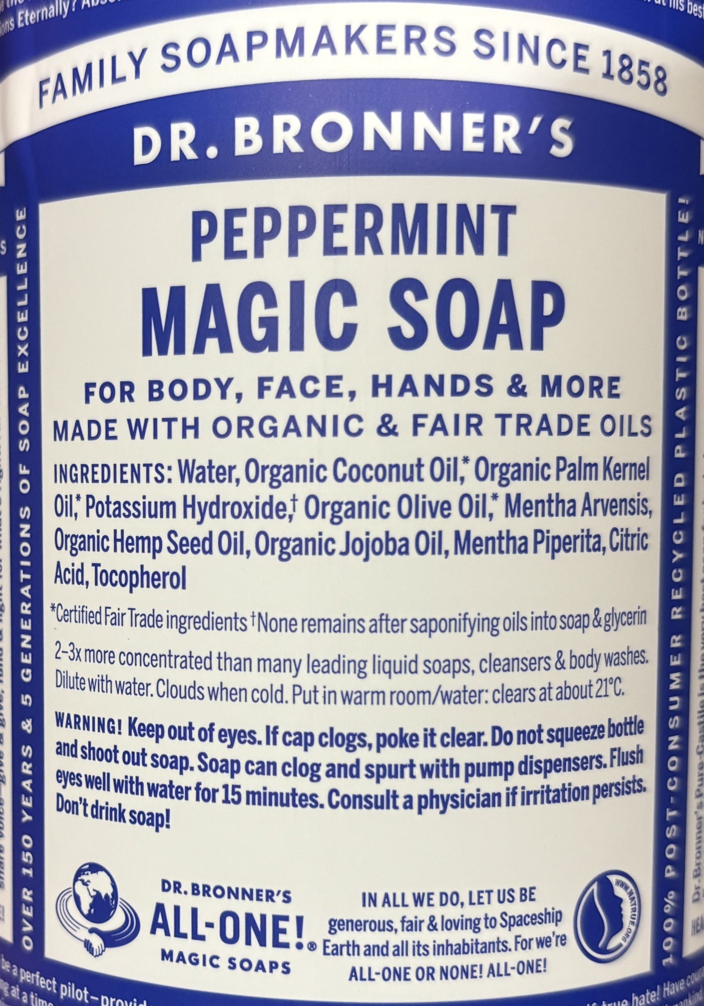Dr. Bronner's Magic Liquid Soap - Peppermint (944-ml)