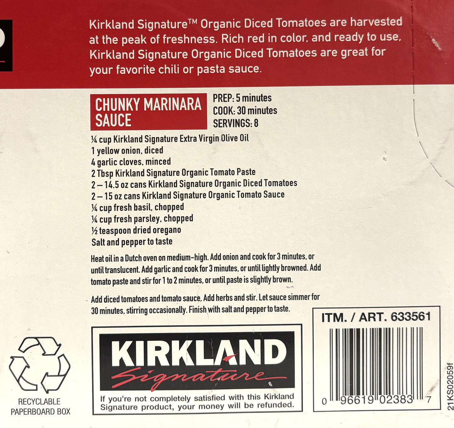 Kirkland Signature Organic Diced Tomatoes Can (8-ct)