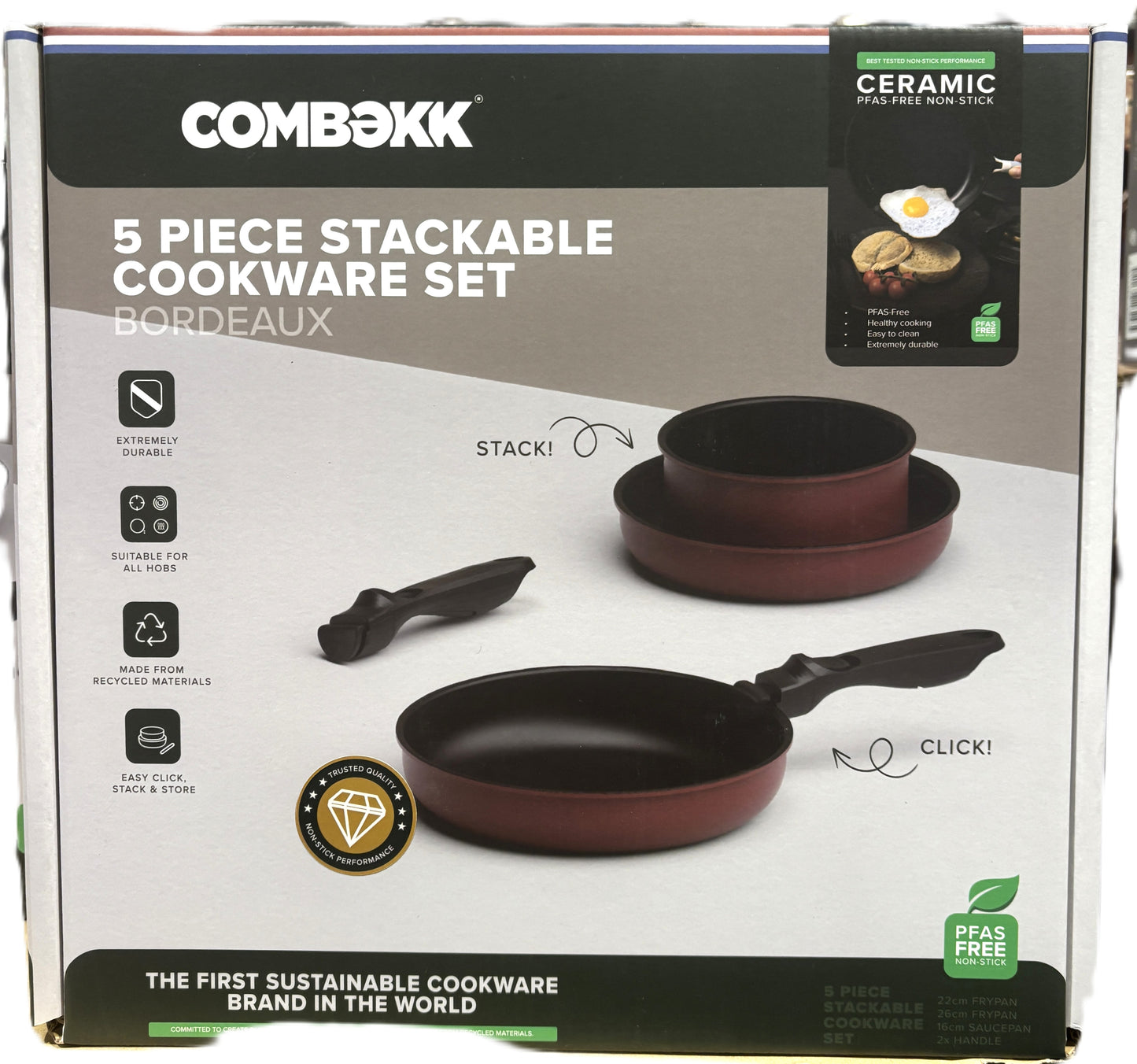 COMBEKK IH対応 STACKABLE フライパン 5PC