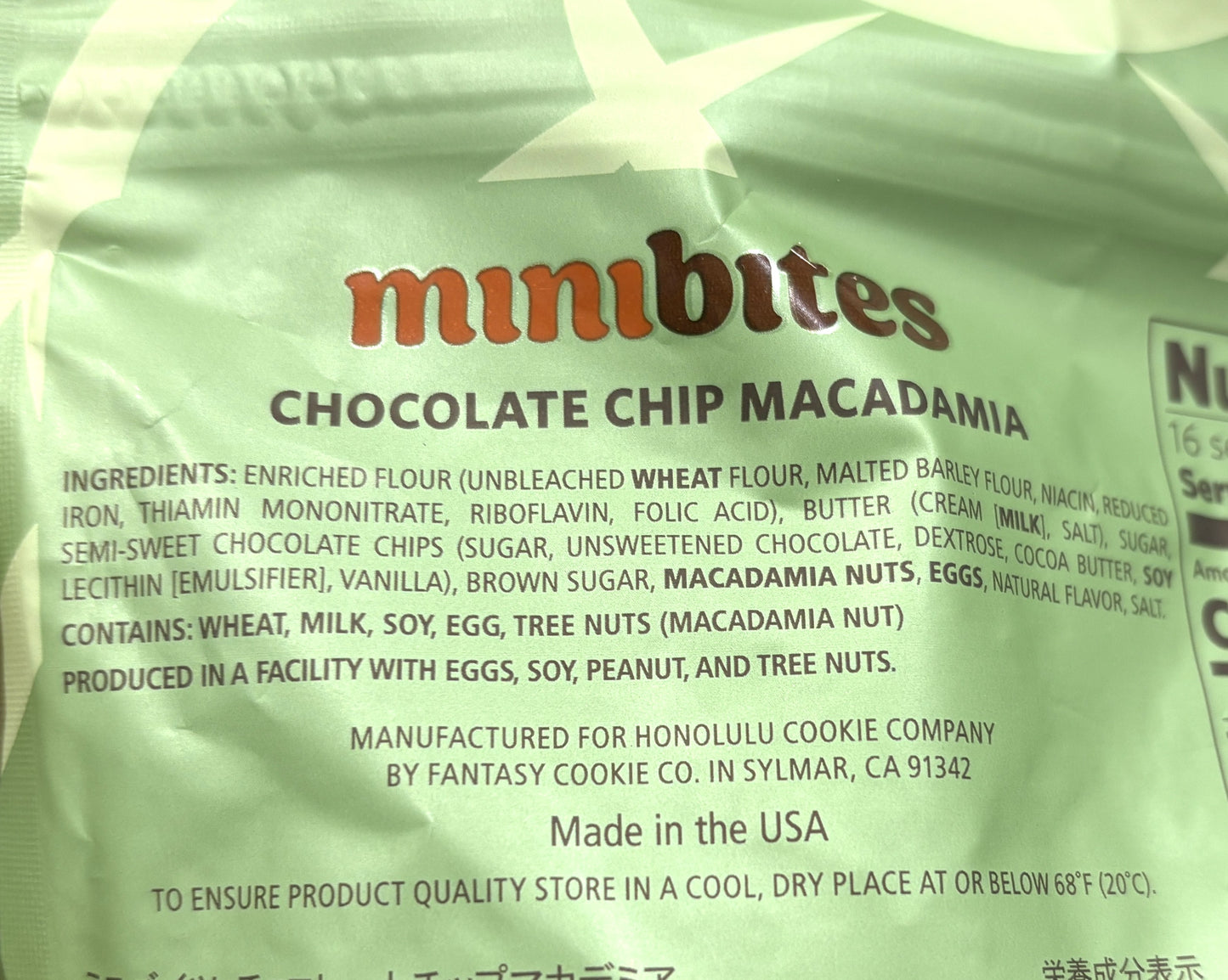 Honolulu Cookie Company Mini Bites チョコチップ マカデミア クッキー 454-g