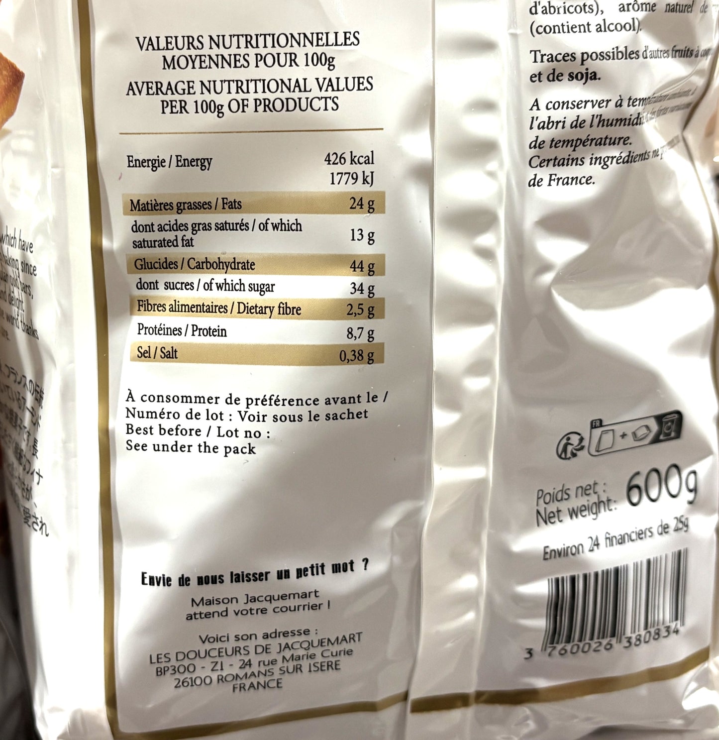 MAISON JACQUEMART Almond Financiers 25g x 24-ct