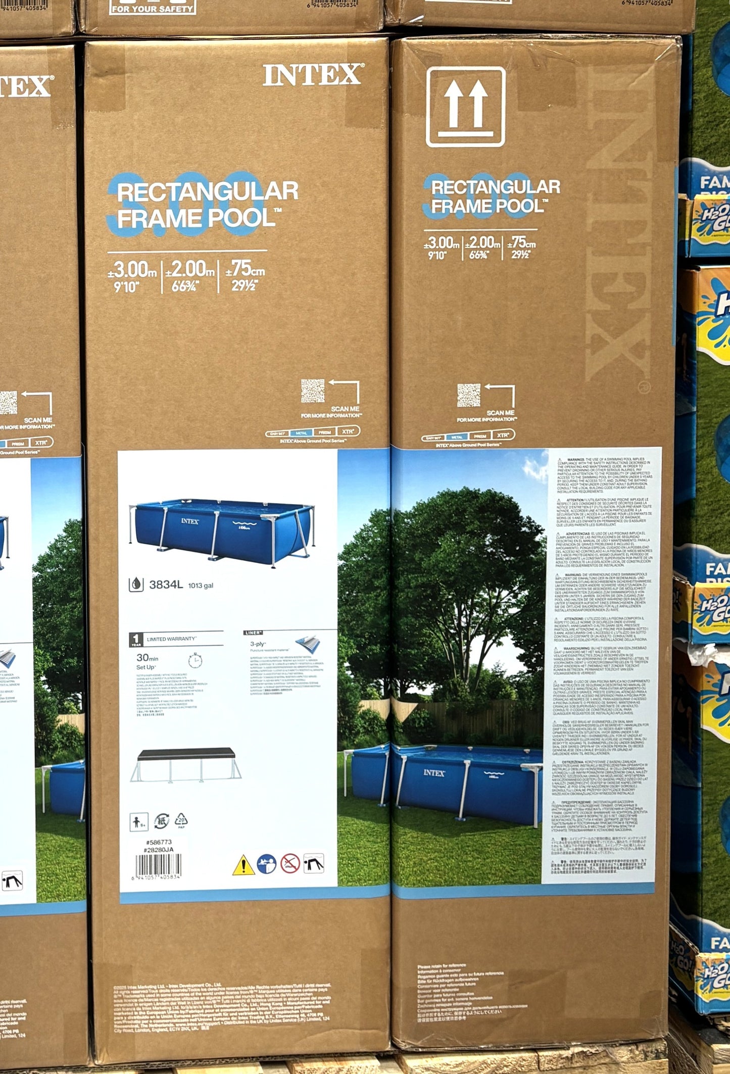 Intex カバー付きフレーム プール (3m x 2m x 0.75m)