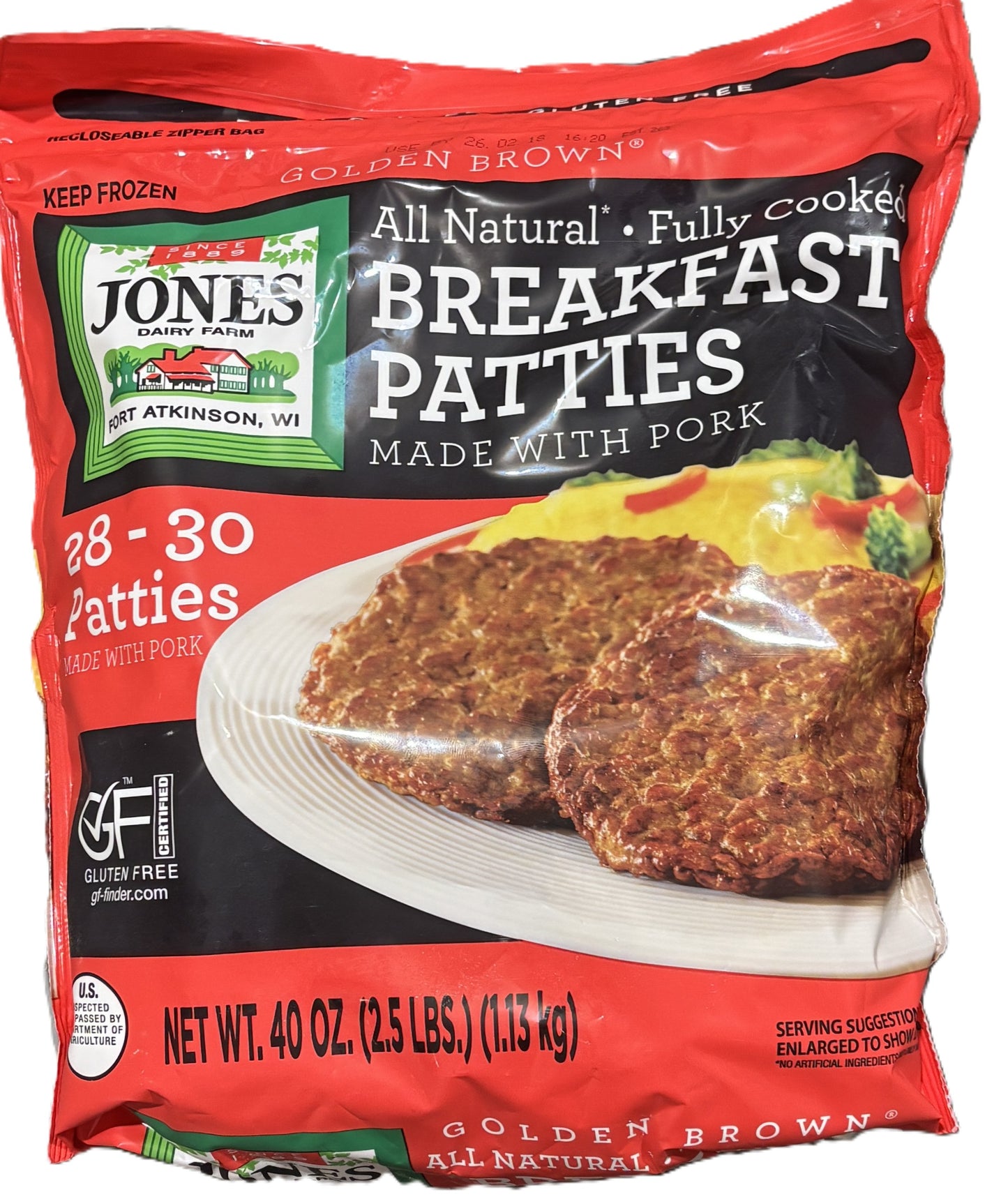 Jones ジョーンズ ブレックファースト ポークパティ 28-30ct (1130-g)
