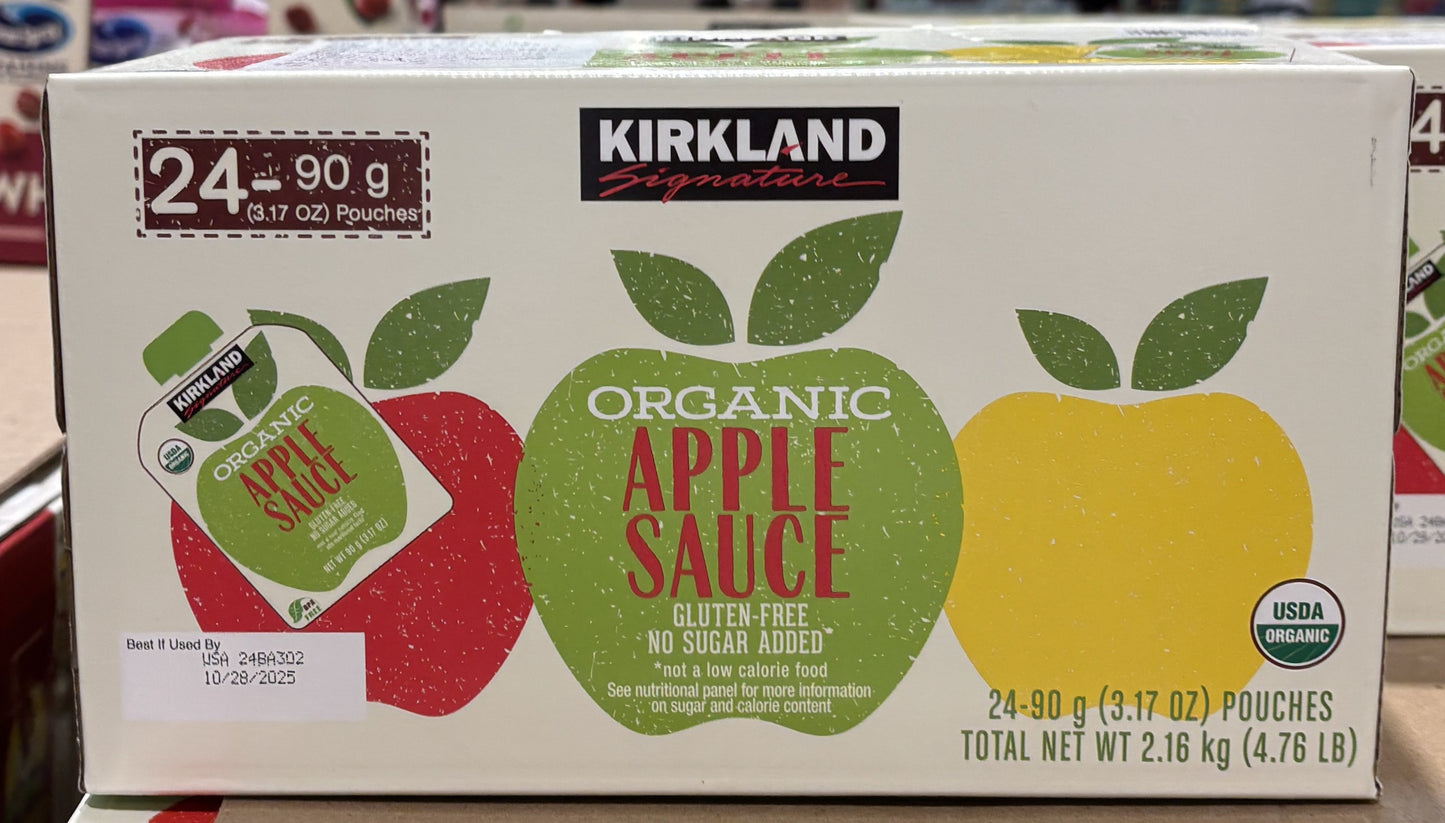 Kirkland Signature Organic Apple Sauce Pouch Pack 90-g x 24-ct