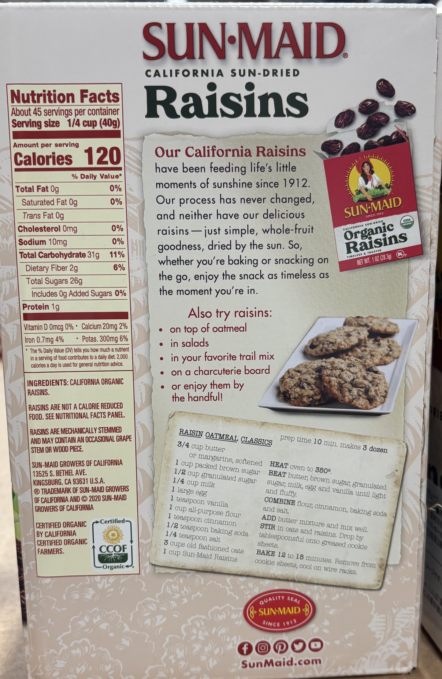 Sun-Maid Organic Raisins (907-gx 2)
