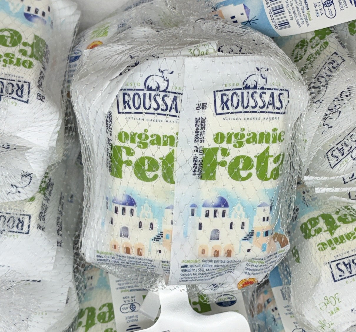 ROUSSAS Organic Greek Feta Cheese 30g x 10-ct
