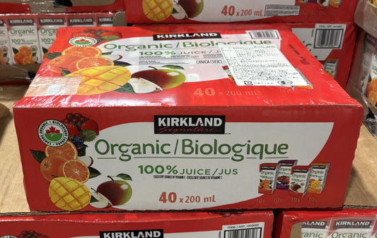 Kirkland Signature オーガニック フルーツジュース 100% (40 x 200-ml)