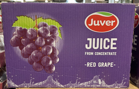 JUVER 果汁100% 濃縮還元 レッドグレープジュース (1.0-L x 10-ct paper packs)