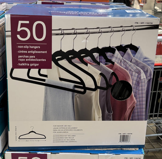 No Slip Hangers Black Flocked (50-ct)