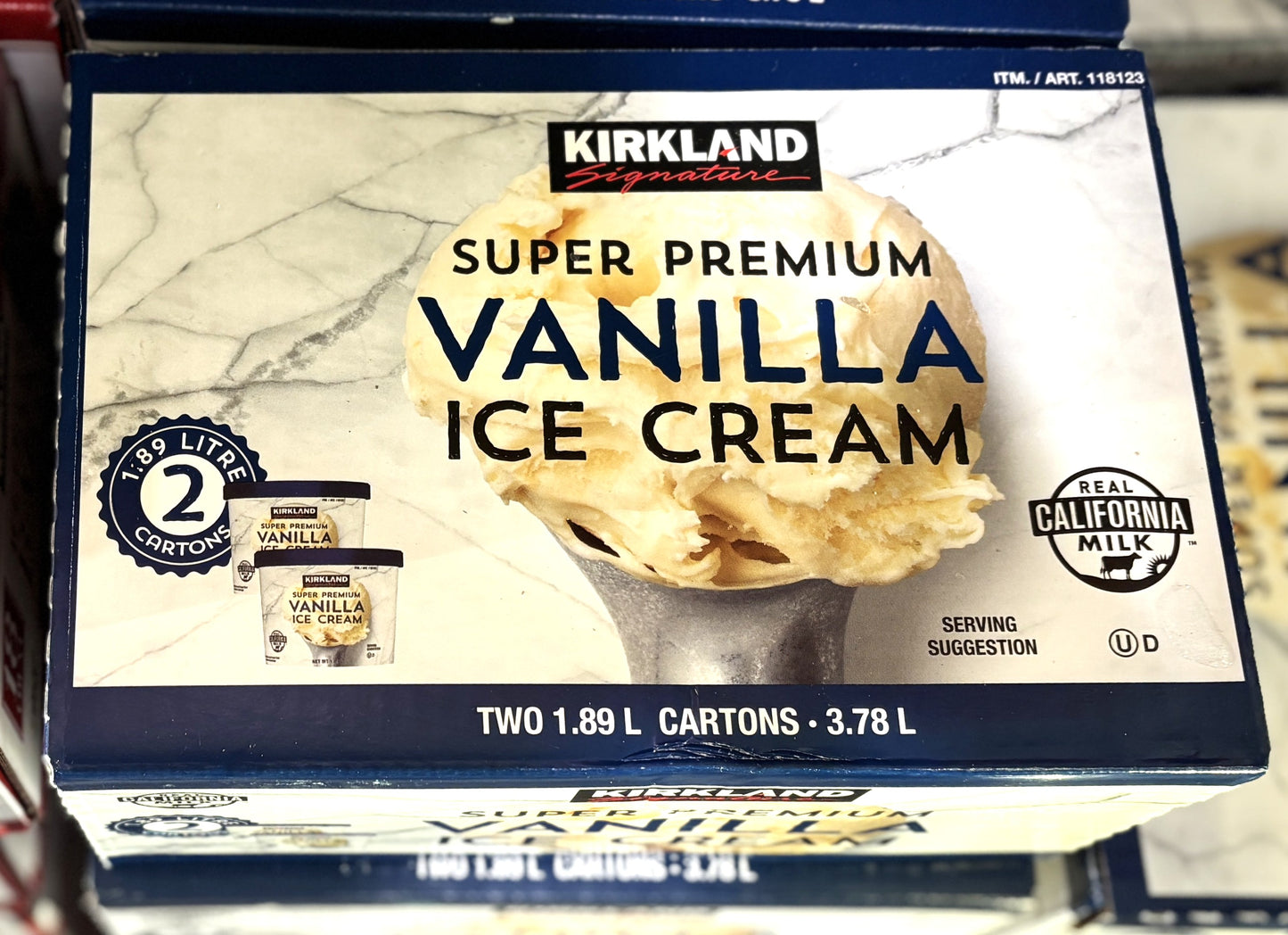 Kirkland Signature Super Premium バニラ アイスクリーム1.89-L x 2個