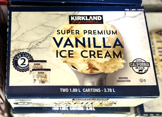 Kirkland Signature Super Premium バニラ アイスクリーム1.89-L x 2個