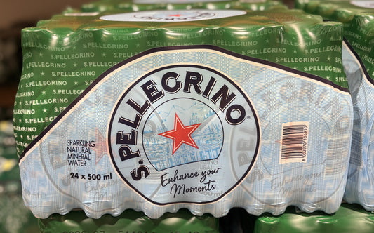 サンペレグリノ 炭酸入りミネラルウォーター (24 x 500-ml PET bottles) 送料込み
