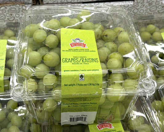 Seedless Green Table Grapes (3-lb plastic case)