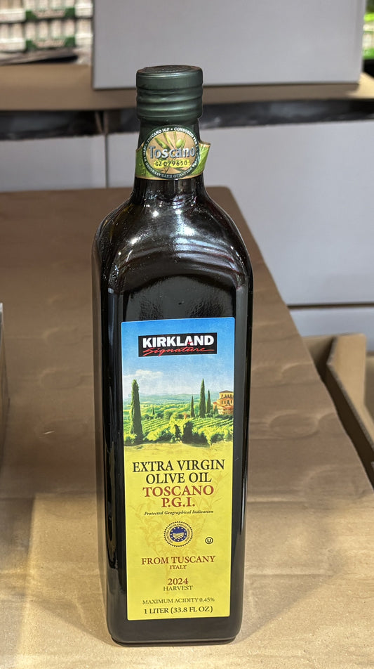 Kirkland Signature トスカーナ エクストラバージン オリーブオイル 1-L ガラス瓶