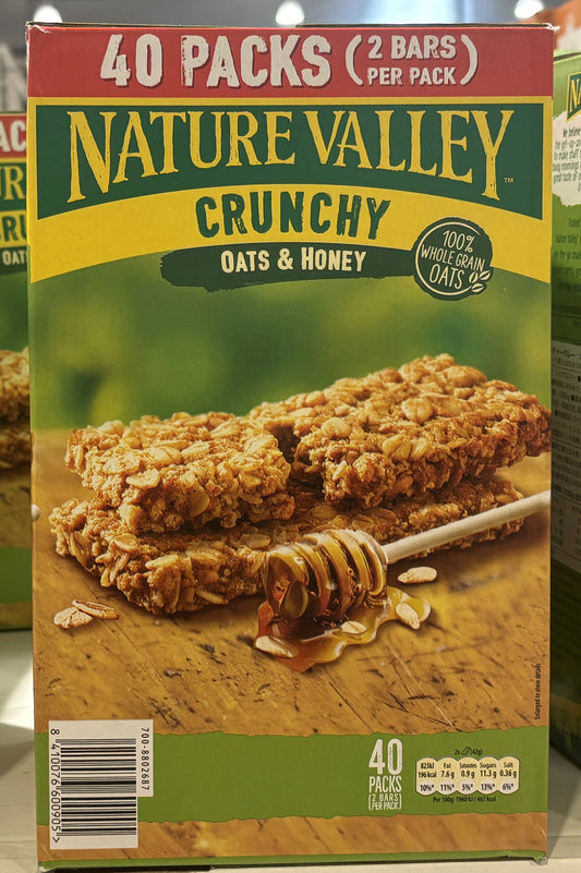 Nature Valley 100% Natural オーツ＆ハニー クランチー グラノーラバー (40 pouches)