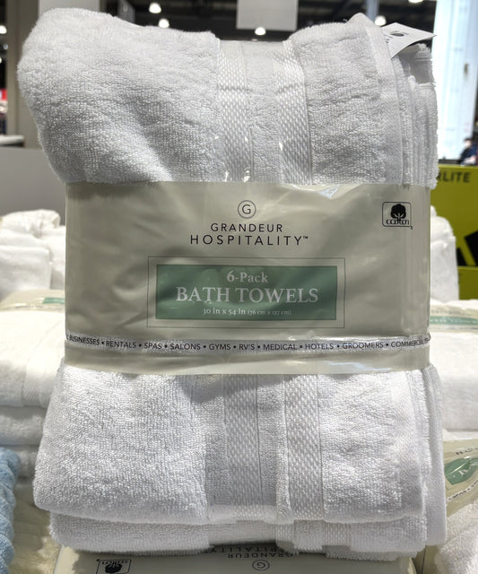 Grandeur Hospitality 業務用 バスタオル (White, 6-Pack)
