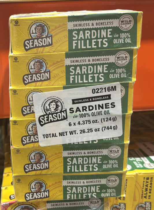 SEASON Brand Sardines in Olive Oil (6 tins)