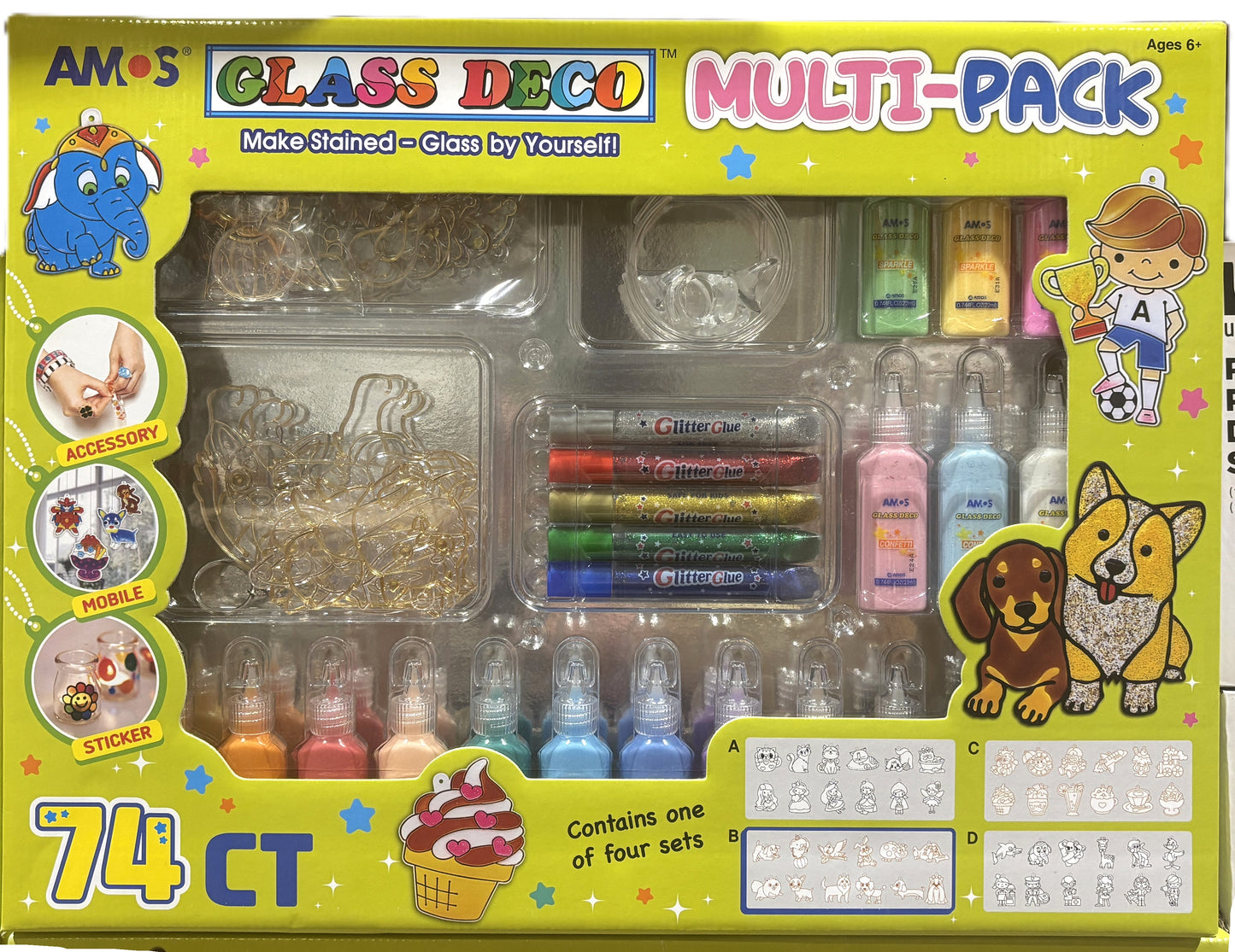 AMOS Glass Decoration Multi-Pack 24 Colors 74CT