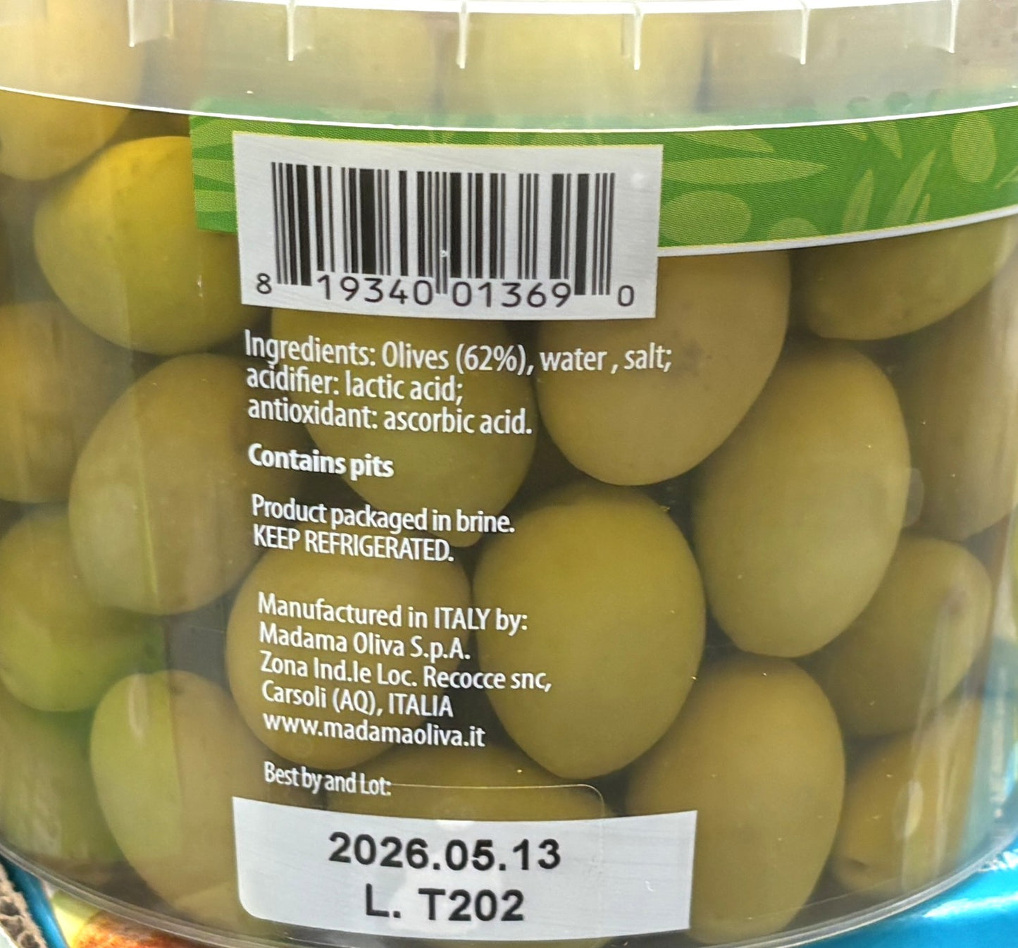 MADAMA Olive Green Castelvetrano Olives from Sicily 700g