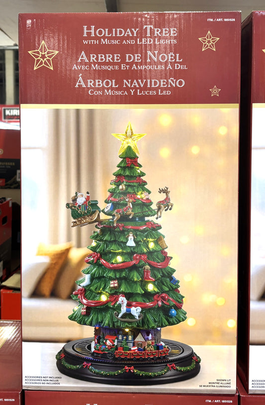 Rotating Resin Christmas Tree with Music and LED Lights
