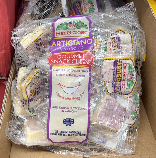 BELGIOIOSO VINO ROSSO Snacking Cheese 24-ct