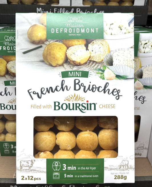 Maison DEFROIDMONT Mini French Brioches Filled with Boursin Cheese 12-ct x 2