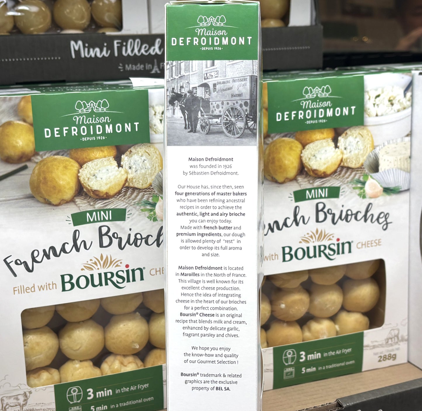 Maison DEFROIDMONT Mini French Brioches Filled with Boursin Cheese 12-ct x 2