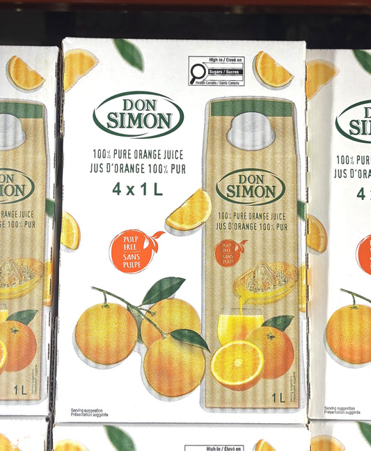 DON SIMON ストレートオレンジジュース (1.0-L x 4-ct paper packs)