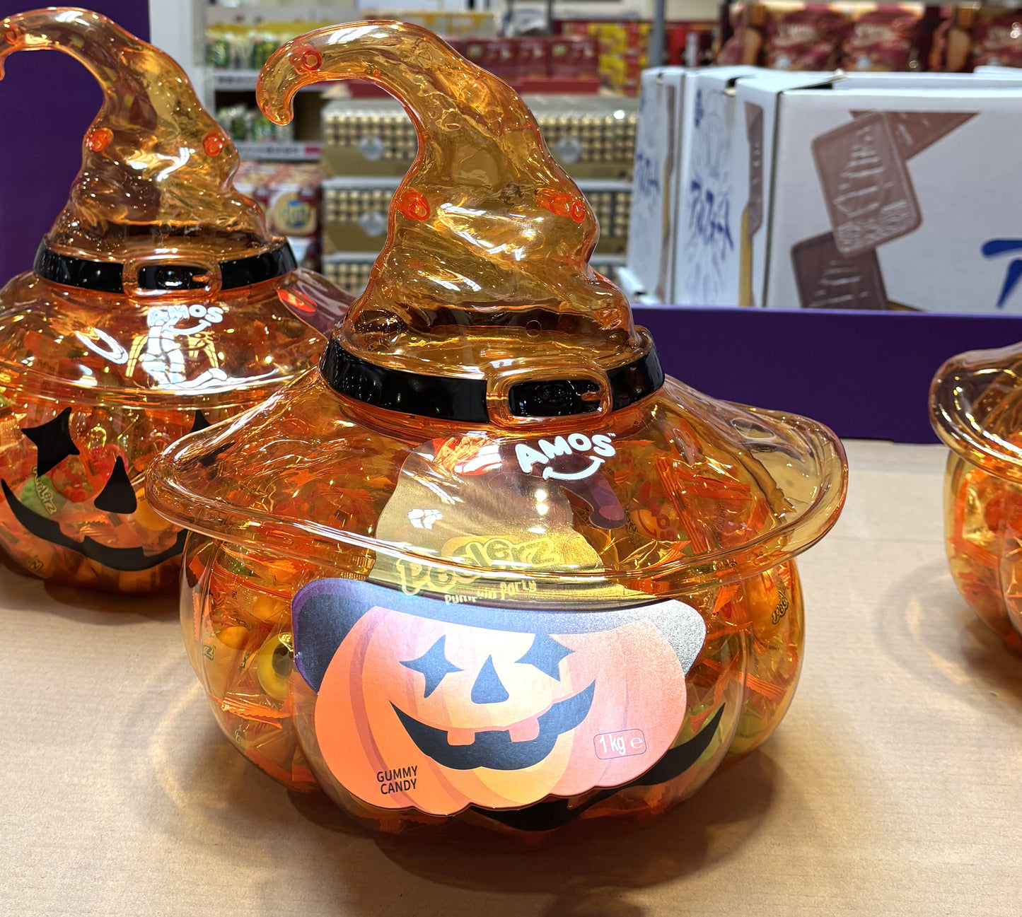 AMOS Halloween Pumpkin & Witch Hat Gummy Bucket 1000-g